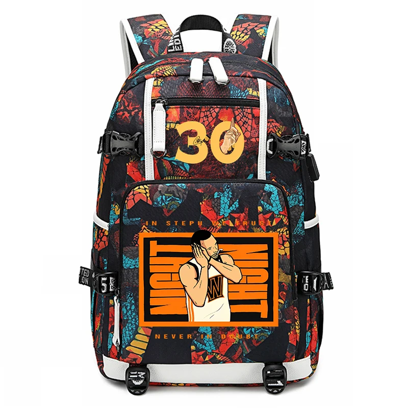 print youth backpack campus student bag outdoor travel bag large capacity suitable for boys and girls