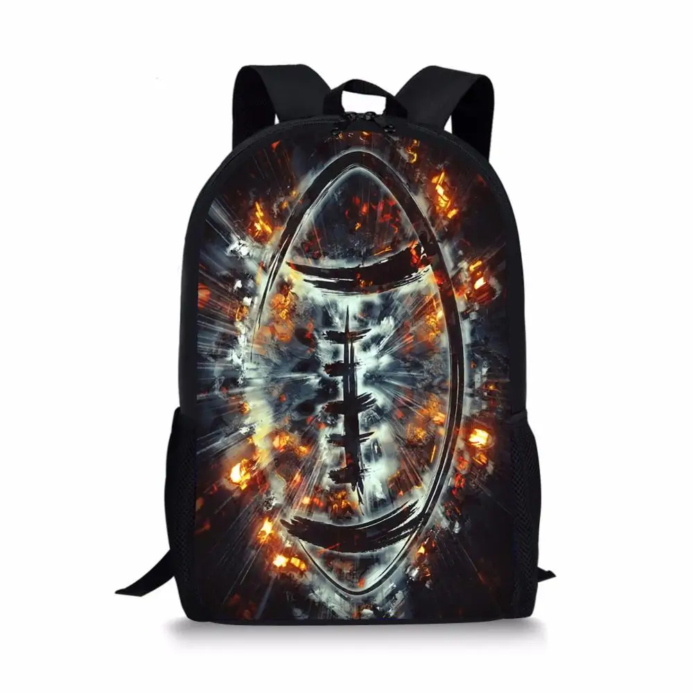 Cute American Football Rugby Print School Bags, crianças Bookbag, Student Book Bag, Schoolbag para meninos e meninas, 16"