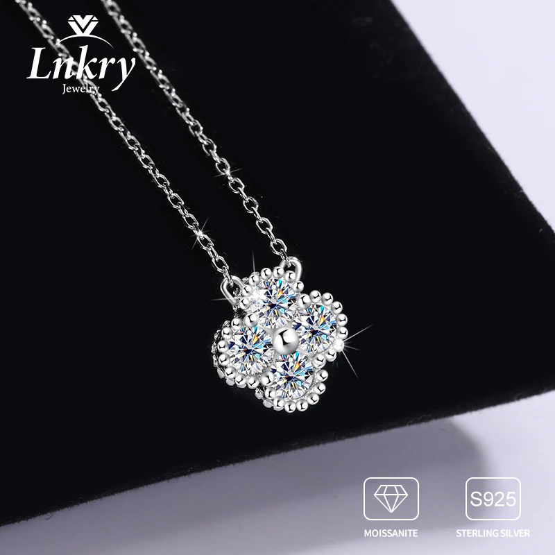 

Lnkry 3mm 0.1ct Moissanite Necklace Certified 925 Sterling Silver Lucky Clover Flower Pendant Necklace For Women 2025 Jewely