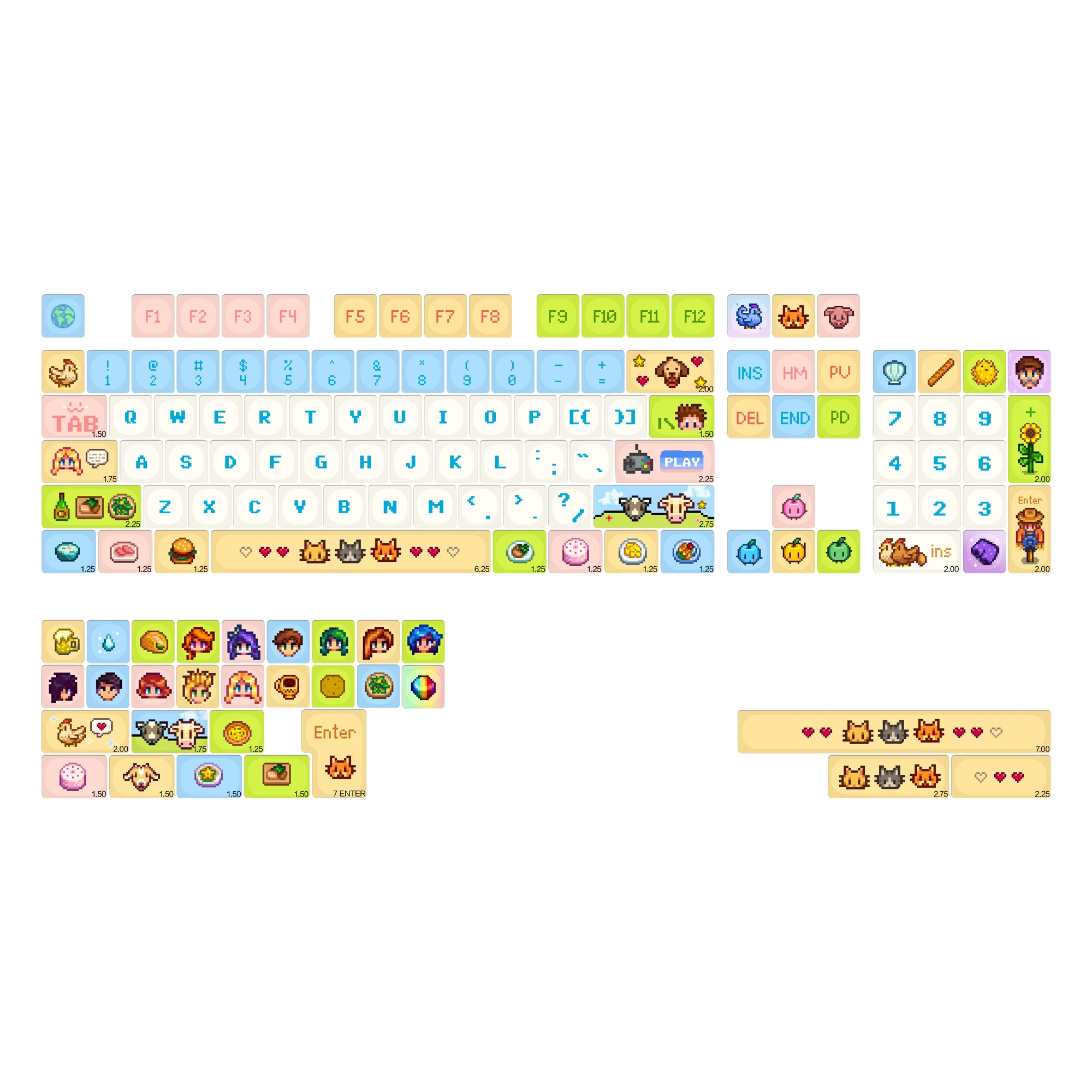 KBDiy Stardew Valley Themen-Keycaps Niedliche Anime Retro PBT KOA MOA Profil Alice ISO Tastenkappen Maßanfertigung für 60% Gamer Mechanische Tastatur – Detail 1