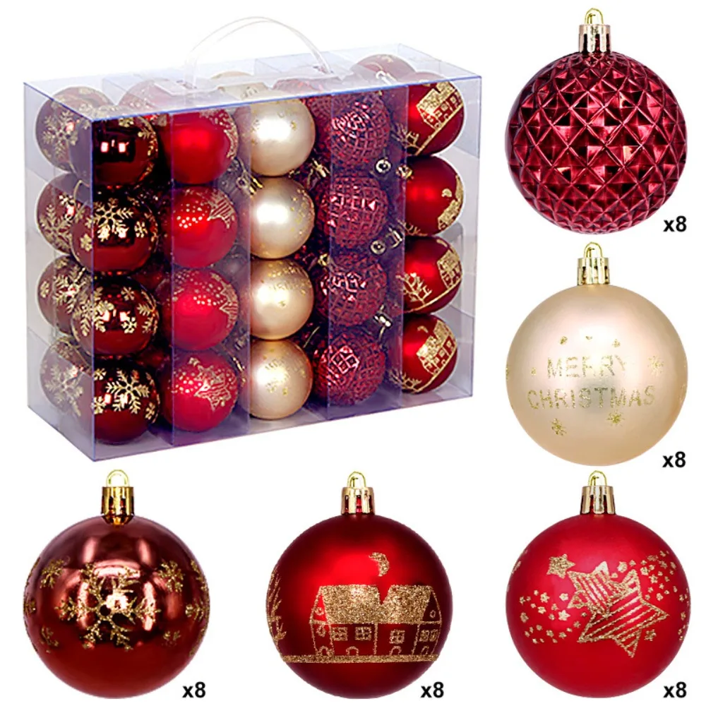 

40PCS High-quality Plastic Christmas Ball Set Multicolor 6cm Xmas Ornament Ball Suspensable Christmas Tree Balls Home