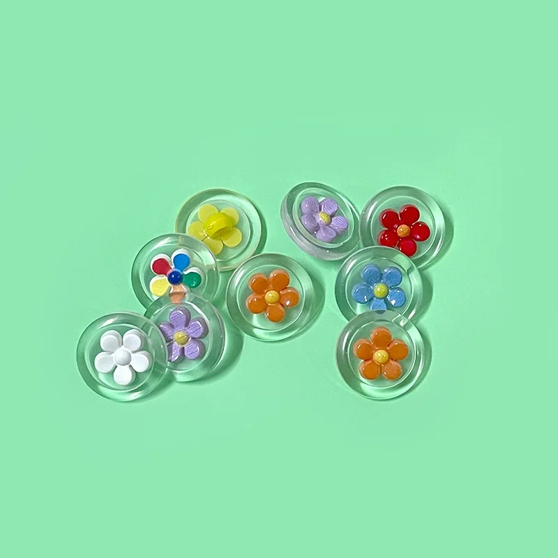 30Pcs Round Transparent 2-Part Flower Shank Buttons Plastic Sew On Buttons, Decorative Buttons for Shirts, Coats, Knitwear, Swe