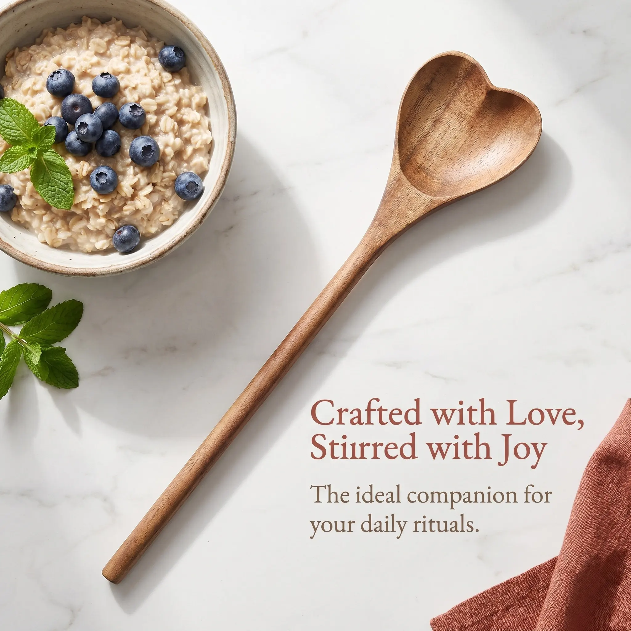 Heart Shaped Wooden Mixing Spoon Premium Ergonomic Handle for Honey Tea Desserts Stirring Reusable Elegant Kitchen Utensil Gift