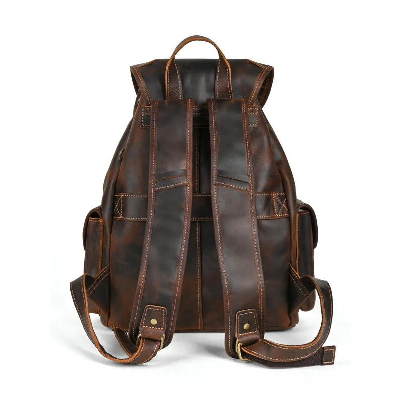 Leather Backpack Premium Top Grain Genuine Leather Casual Shoulder Bag, Large Capacity