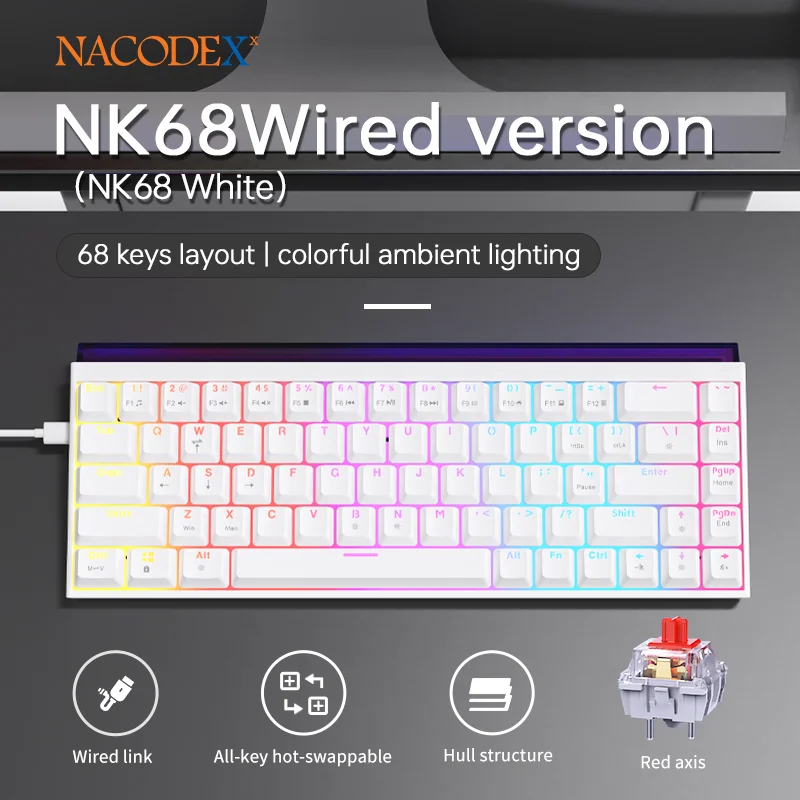 Ajazz NK68 V2 Magnetic Axis Gaming Keyboard Wired