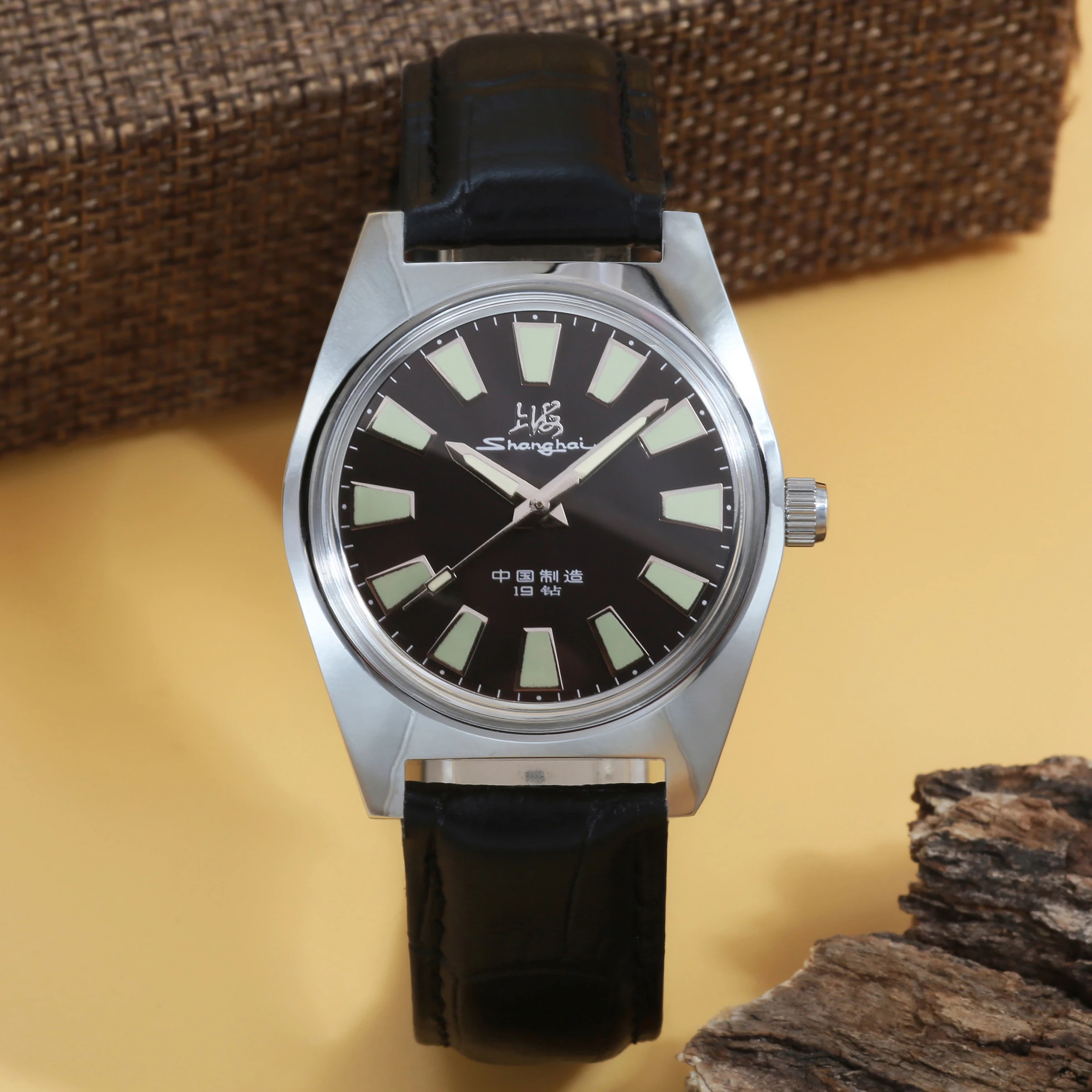 Shanghai 36mm Handaufzugs-Mechanische Uhr 7120 Wasserdichte Bauhaus-Design-Uhr für Herren mit Emaille-Zifferblatt – Detail 11