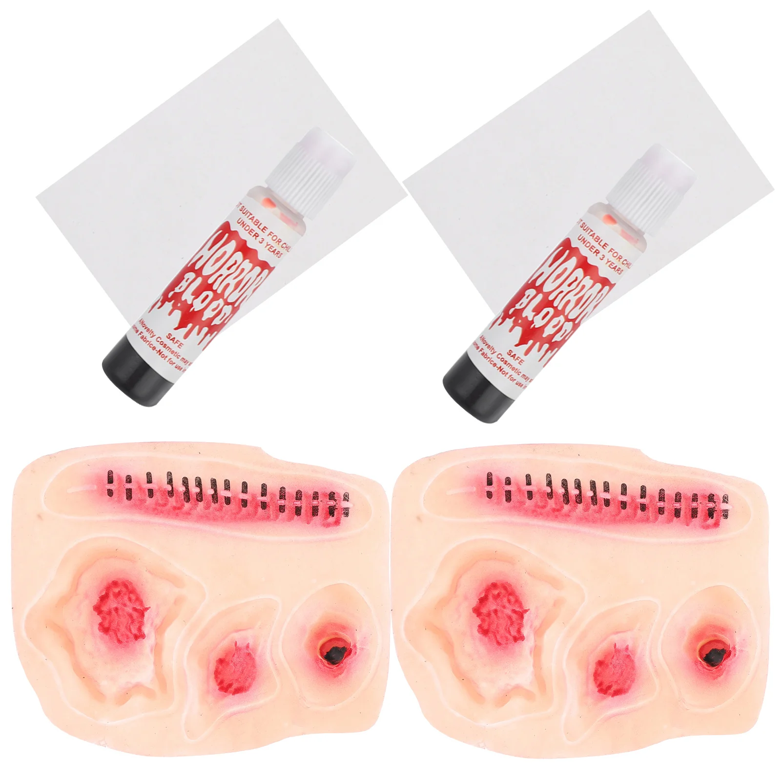 

2Pcs Halloween 3D Latex Wound Stickers Realistic Blood Scar Temporary Body Decorations Waterproof Sweatproof for Costume