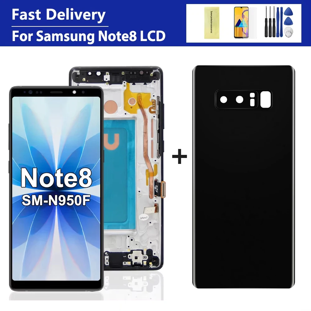 Note 8 Display Mit Rahmen Für Samsung Note 8 N950F N950U N950W N950FD LCD Display Touchscreen Digitizer Montage