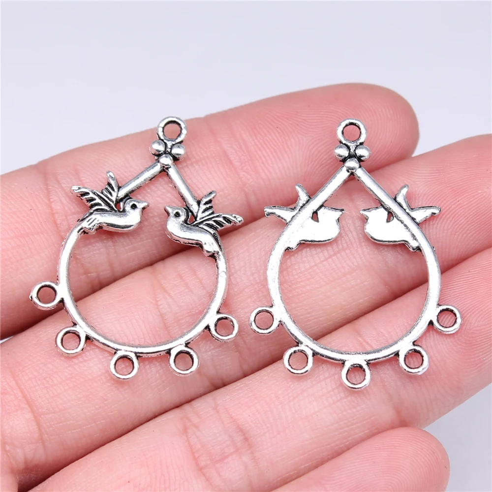 

Wholesale 100pcs/bag 36x26mm Bird Earring Connectors Antique Silver Color For DIY Jewelry Making Jewelry Accessories