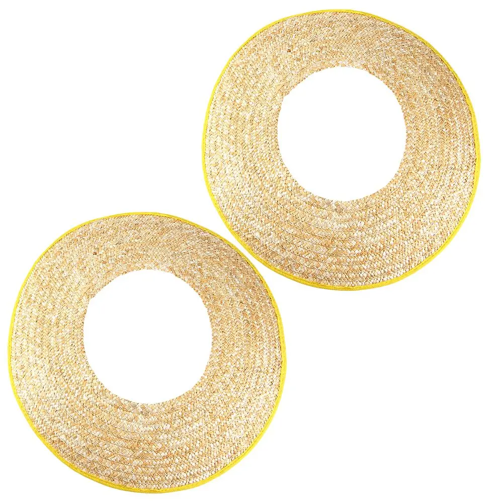 

2pcs Straw Sun Shade Hat Cover Hard Hat Visor Brim Lightweight Breathable Construction Accessories Outdoor Work Gardening