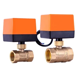 DN15 DN20 DN25 DN32 DN40 DN50 Motorized Ball Valve 220V 12V 24V 3-Wire 2 Point Control Brass Electric Ball Valve