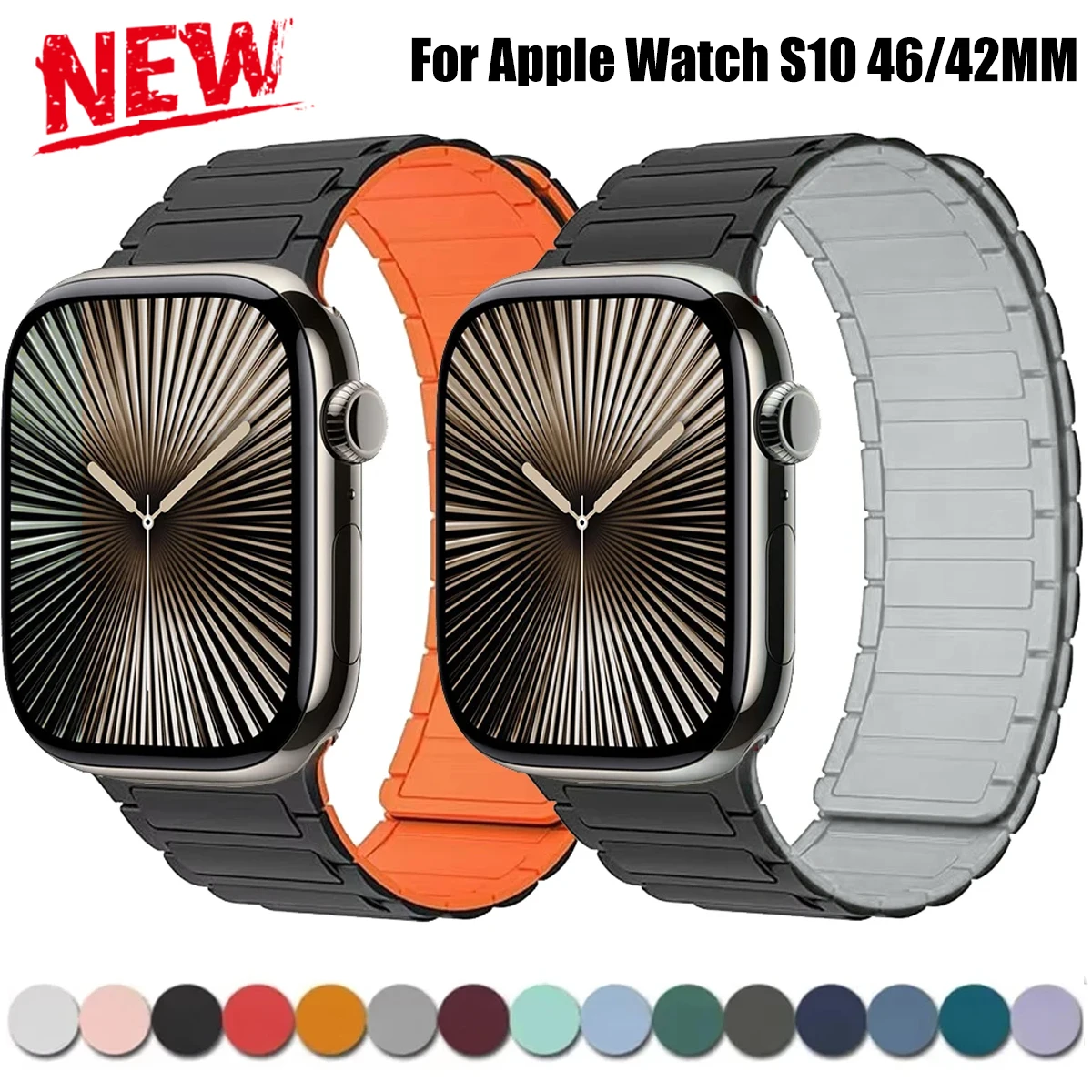 Magnetic Strap ColorfulBand For Apple Watch Series10 46 42mm Silicone Bracelet For Iwatch 10 9 8 7 Ultra 49mm 38/44/45mm Correa