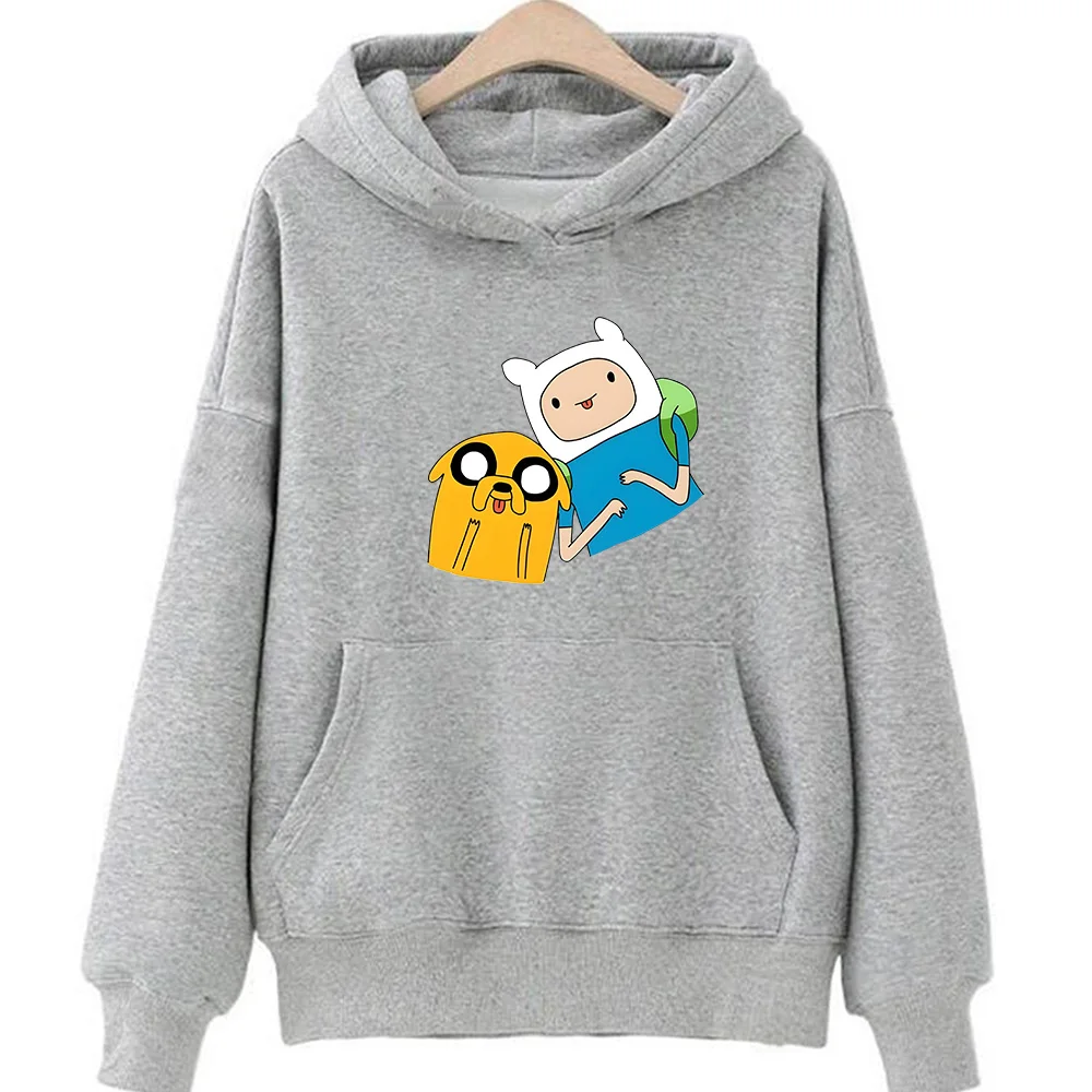 Finn And Jake Adventure Time Anime Hoodies For Men And Women Fleece Pullovers Cute Graphic Clothes Long Sleeve  Classic Simple