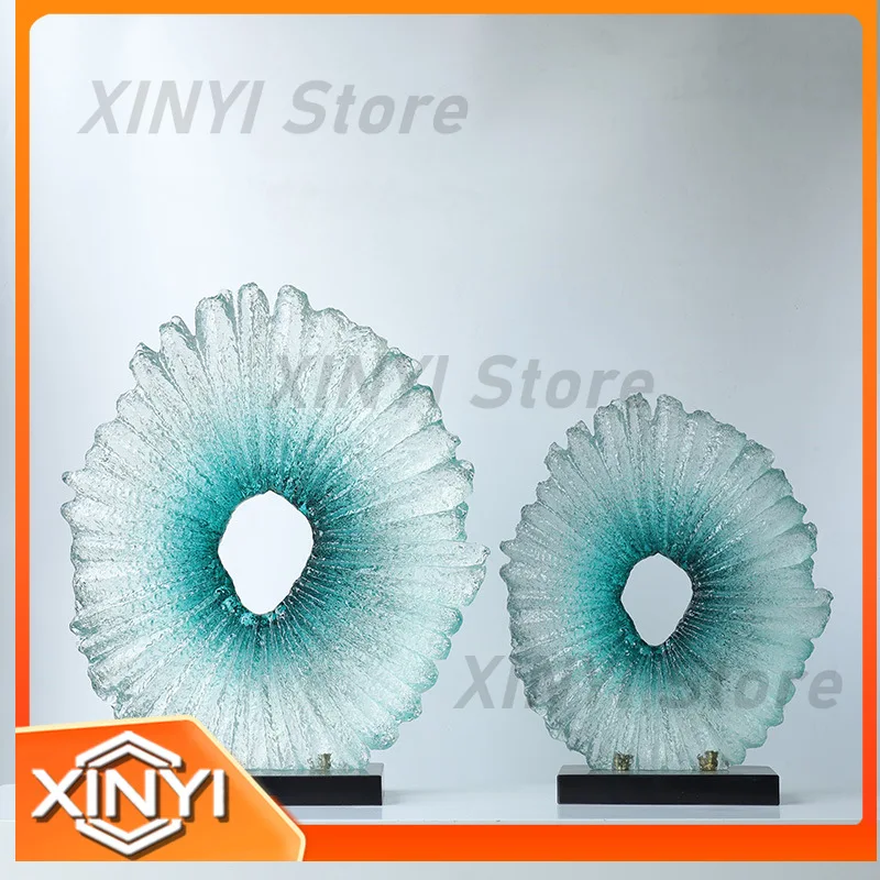 Modern Minimalist Creative Transparent Resin Sculpture Decor for Living Room Lobby Entrance Hall Office Home Decoration