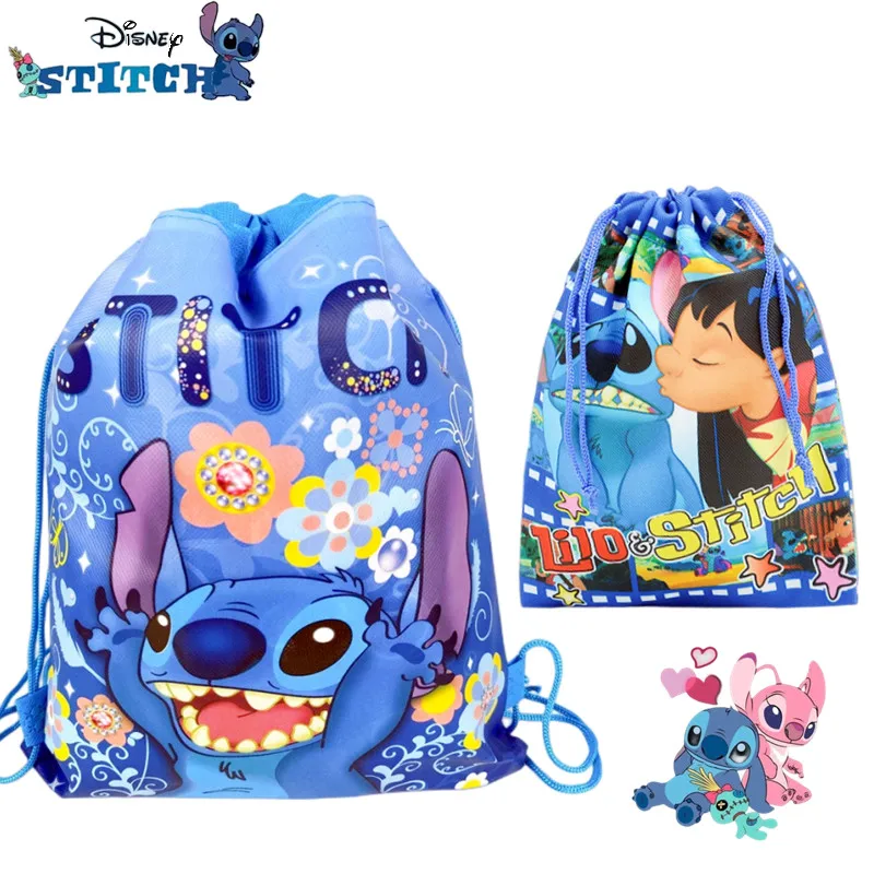 Anime Disney Stitch Nonwoven Drawstring Bag Lilo&Stitch Party Decorations Gift Bag Kid Birthday Party Baby Shower Supplies Gifts