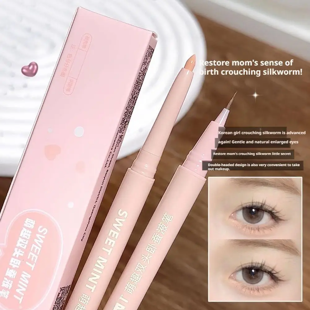 

Double Head Matte Pink Lying Silkworm Pen Waterproof Lasting Natural Brightening Glitter Eyeshadow Pencil Korean Makeup Cosmetic