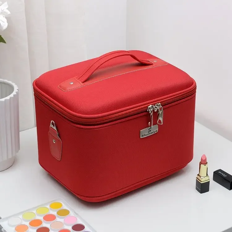 Storage Multifunctional partition waterproof makeup storage bag Double layer makeup and nail art portable makeup case