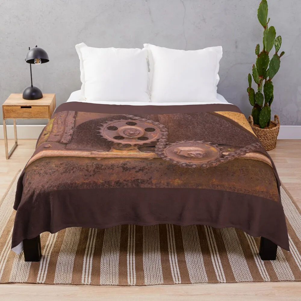 

Old Rusty Farm Equipment Gears Throw Blanket Luxury St manga Thins For Decorative Sofa Blankets