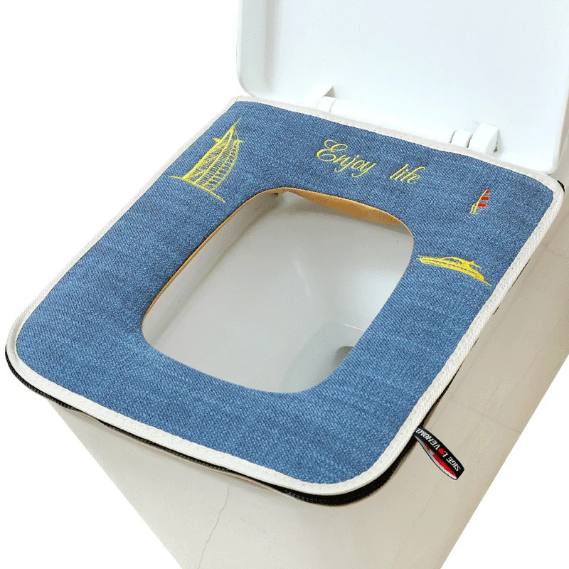 43x37cm, Square Toilet Seat, Zippered,Toilet Cover Plush Seat Cover Models Waterproof Universal Model Toilet Ring Zipper