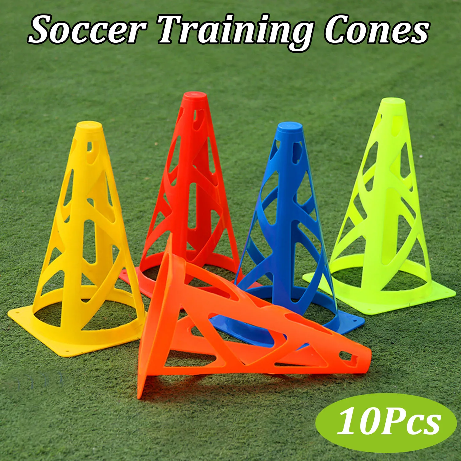 Cones de treinamento de futebol para crianças e adultos Marcadores de basquete, Field Marker Holder Cones, Speed Grab Brocas e Treinamento 10Pcs