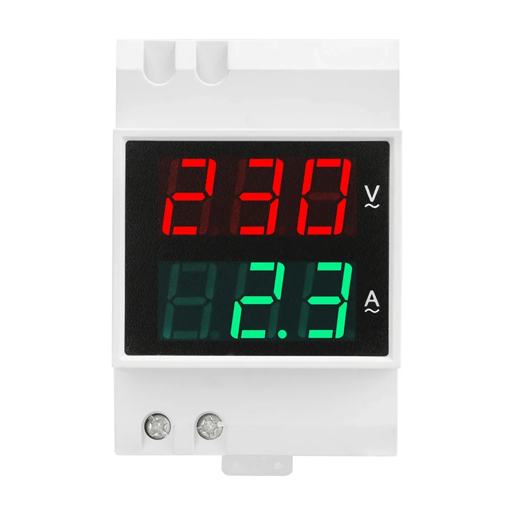 User friendly Single Phase Ammeter Voltage Meter  AC 80V~500V Measurement Range  Simple Installation on Standard 35mm DIN Rail