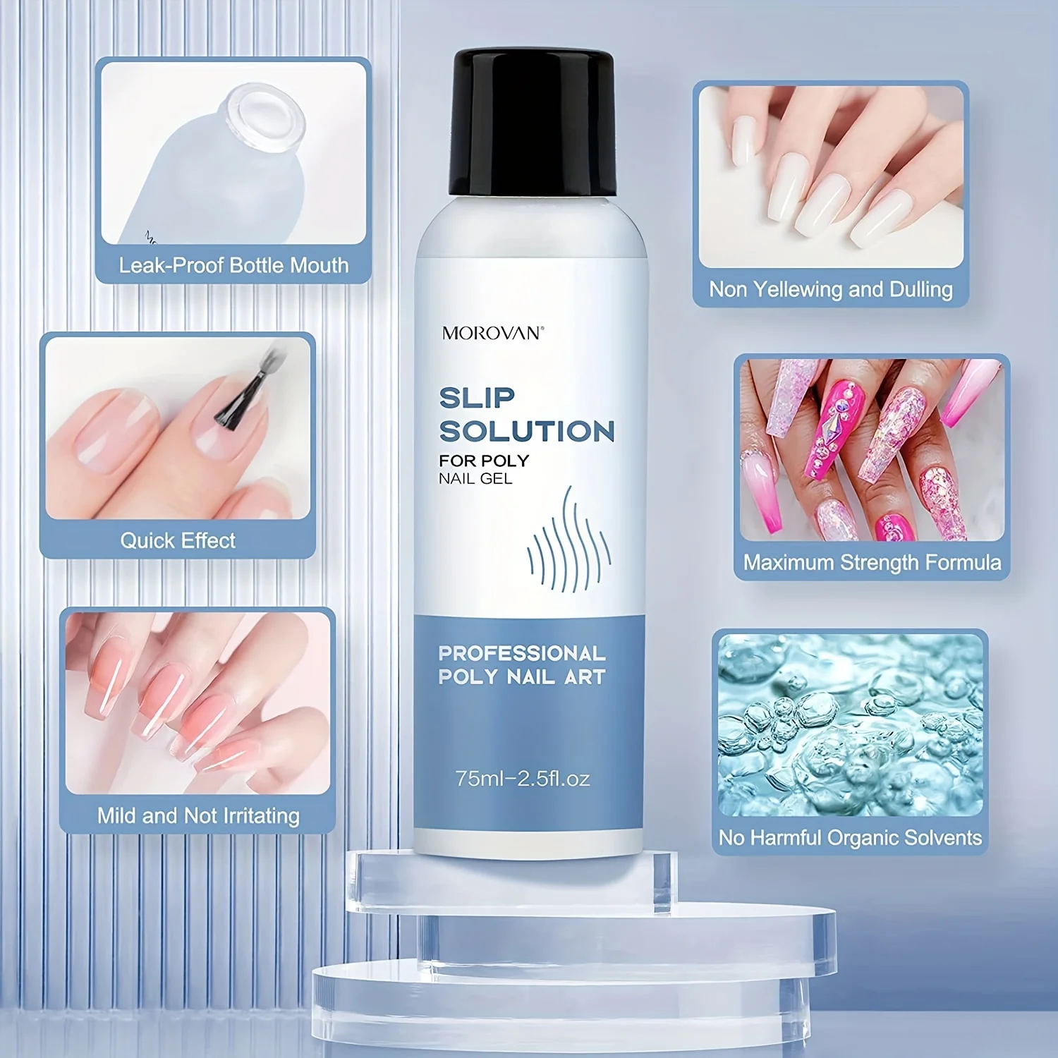 Morovan زلة الحل بولي جل 2.5 أوقية المضادة للالتصاق جل الحل السائل مع فرشاة مسمار نصائح كليب كوب كريستال سهلة DIY بها بنفسك #5