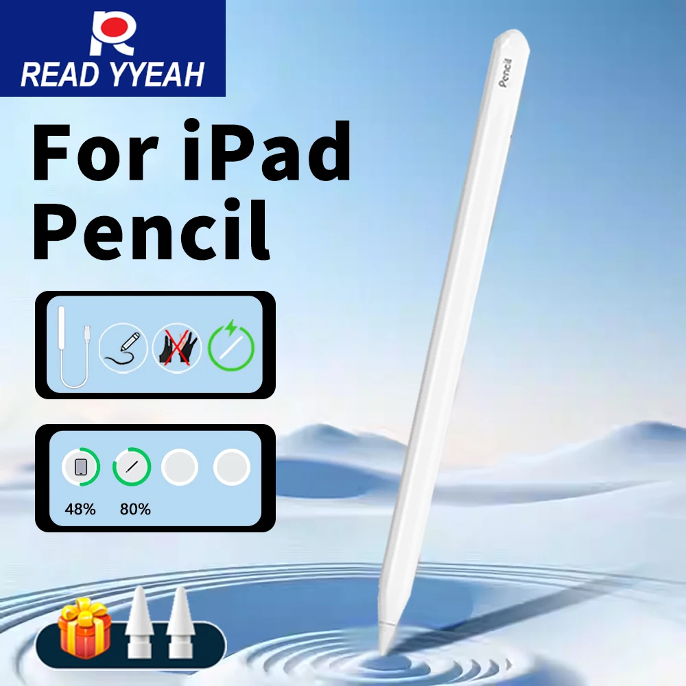 

Новый стилус для Apple Pencil с беспроводной зарядкой для iPad Pen 2025 ~ 2018 iPad A16 11/10-го поколения 12,9 11 Air 4 5 Pen Аксессуары для iPad