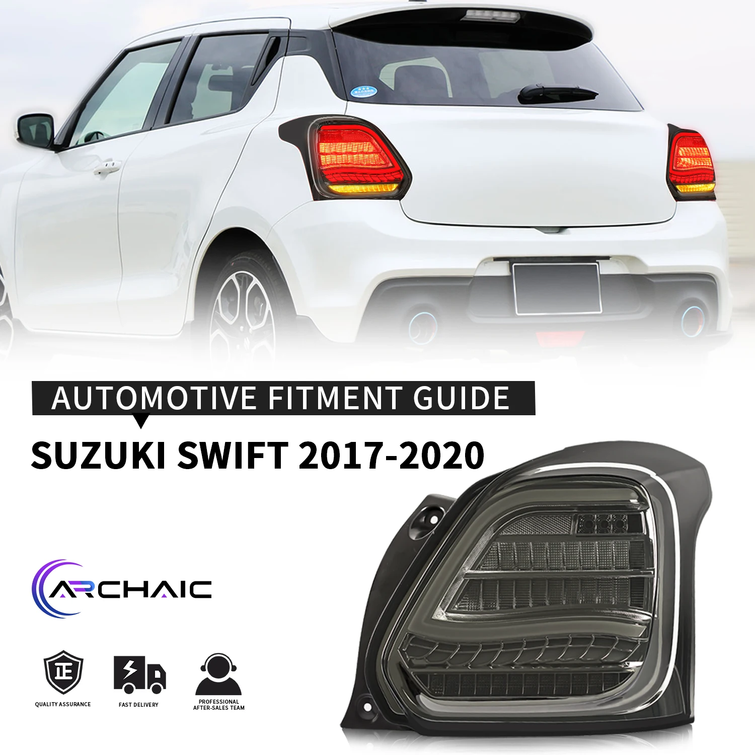 Archaic Car Lighting Assembly for Swifts LED Back Lamp Plug and Play for Suzuki Swift Taillights 2017-2020