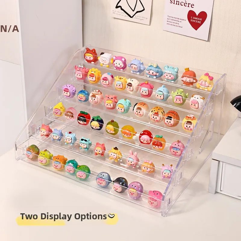 Cute Particle Display Storage Rack  Badge Acrylic Trapezoidal Transparent Shelf Step-by-Step Storage Organizer for Figurines