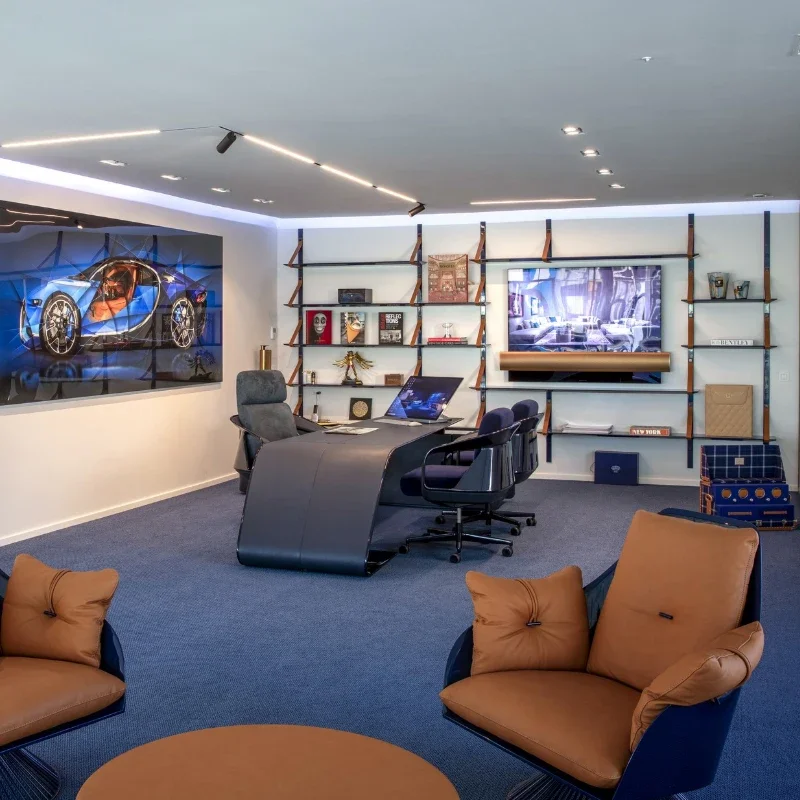 

Designer Computer Desk Wood L Shaped Desks Cabinet Chairs Organiser Decoration Workshop Commercial Beistelltisch Furniture