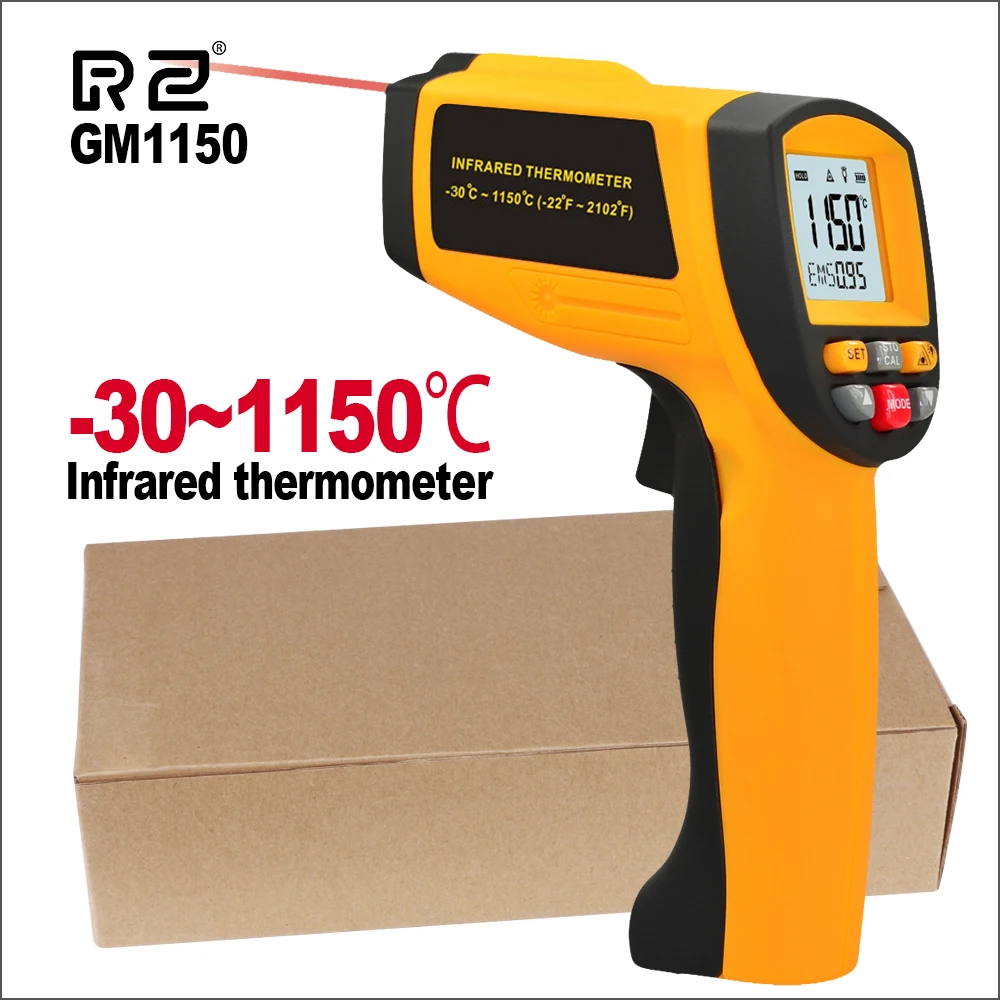 RZ Digital Handheld Gun Non Contact Infrared Thermometer Laser Pyrometer Professional Industrial Temperature Gun Ir Tester