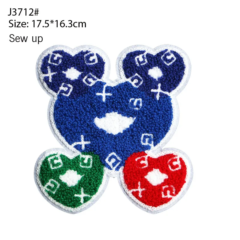 Fashion Cute Cartoon Embroidery Chenille Irregular Pattern English Badge Stripe DIY Down Jacket Backpack T-shirt Clothing