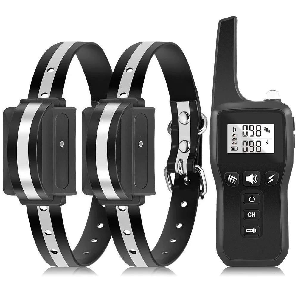 

Double Collars Electric Dog Training Collar Remote Control Training Collar for Pet Rechargeable Dog Bark Control Stop Shock