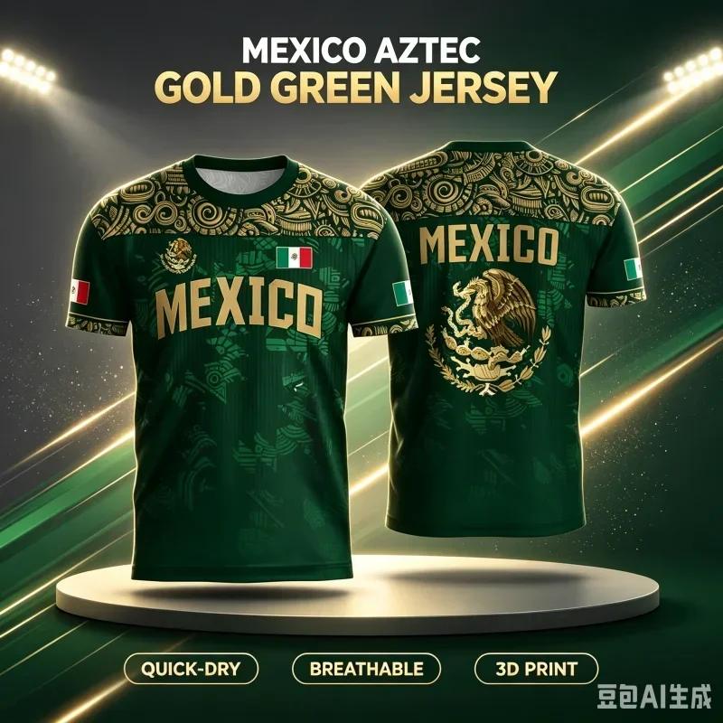 2027 New Mexican Flag Edition Fans Customized Casual Sports Fast Drying Breathable 3D Printed T-shirt Family And Children's Wear