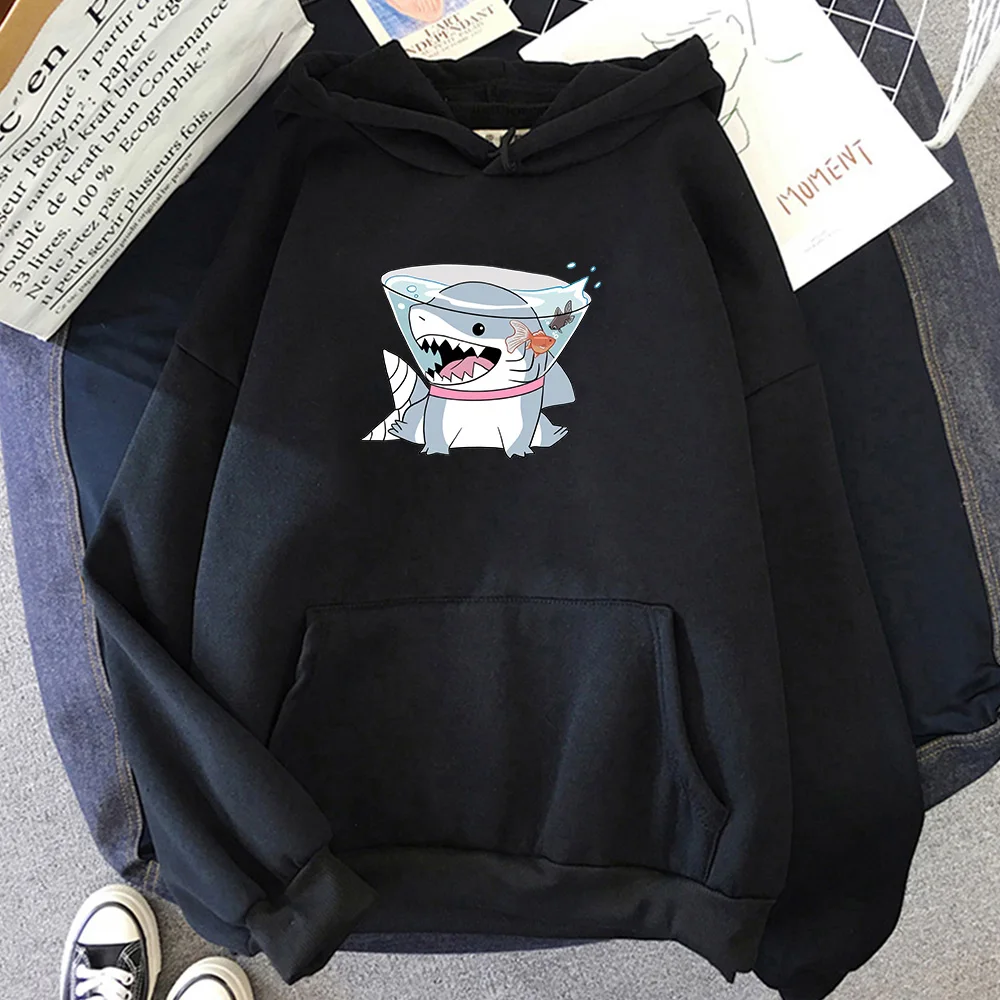 Jeff The Landshark Cute Hoodies With Hooded Comfortable Fleece Sweatshirt Cartoon Print Harajuku Clothing Moletom Manga Hoody