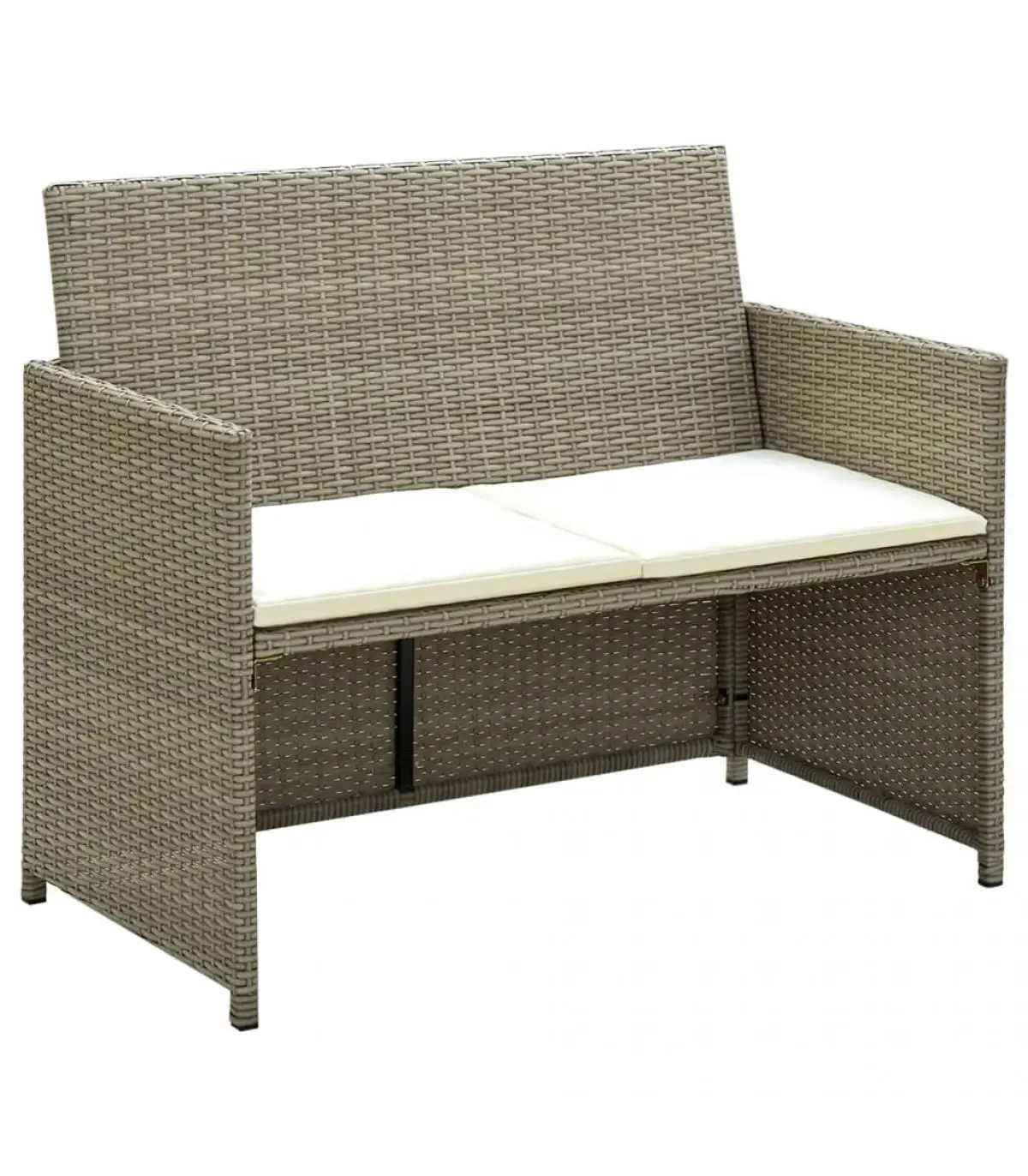 Outdoor sofas 2 seater garden sofa with beige synthetic rattan cushions