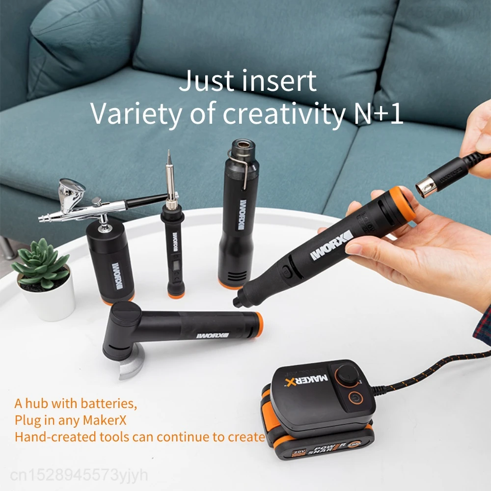 Xiaomi Worx 20V MakerX Tool Set Rotary Tool Angle Grinder Air Brush Wood & Metal Crafter Rotary Cutter Hot Glue Gun Mini Blower