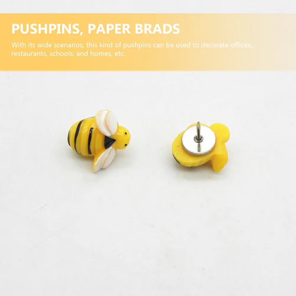 

30 шт. декоративных кнопок-гвоздиков с мультяшными пчелами оптом для пробковых досок, школьных досок, офиса, дома, украшения стен и творческого оформления