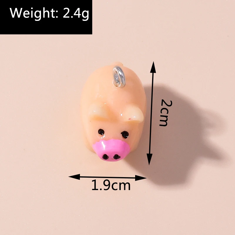 10 stücke Gemischte Niedlichen Tier Charms Hahn Milch Kuh Schwein Schildkröte Biene Ente Anhänger Für Schmuck Machen DIY Halskette Armband mithelfer – Detail 12