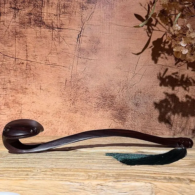 Ebony wood carving auspicious ornament, everything goes as you wish, redwood handheld piece, home entrance decoration gift, Chin