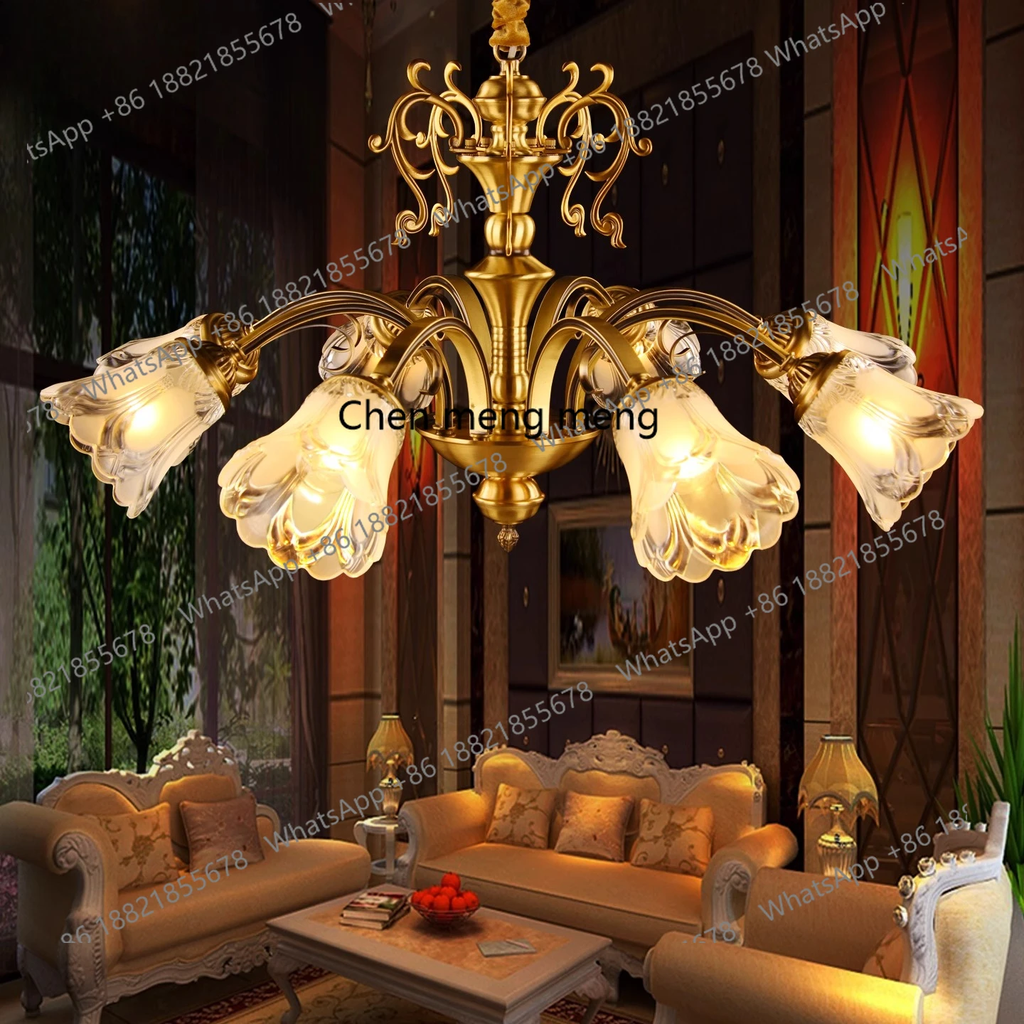 

Американская полностью медная люстра, креативная гостиная, столовая, художественная люстра из чистой меди, однослойная учебная лампа