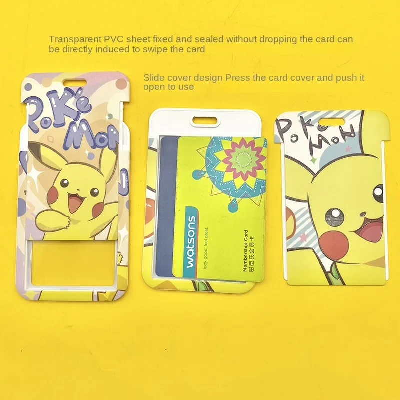 Potdemiel Pikachu Metro bus card set key chain student access control card campus meal card lanyard protective case work