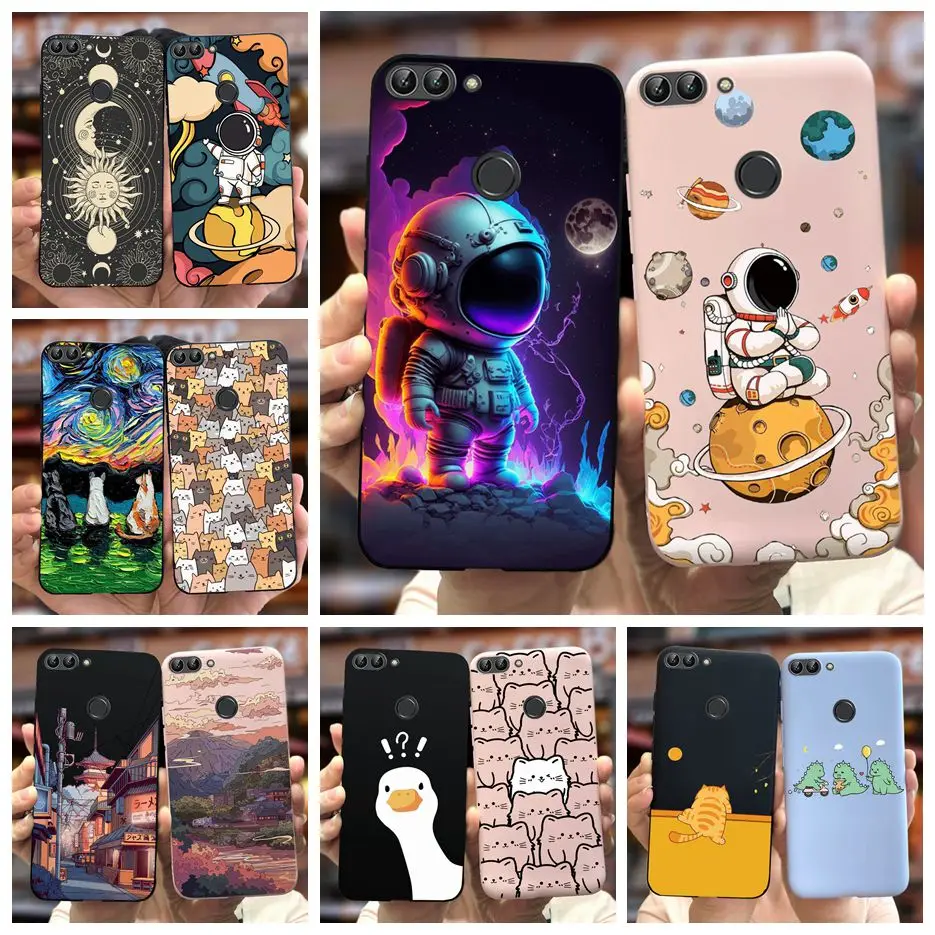 For Huawei P Smart Case Cute Astronauts Cartoon Cover 5.65'' Soft TPU Phone Case For Huawei P Smart PSmart FIG-LX1 FIG-LA1 Shell