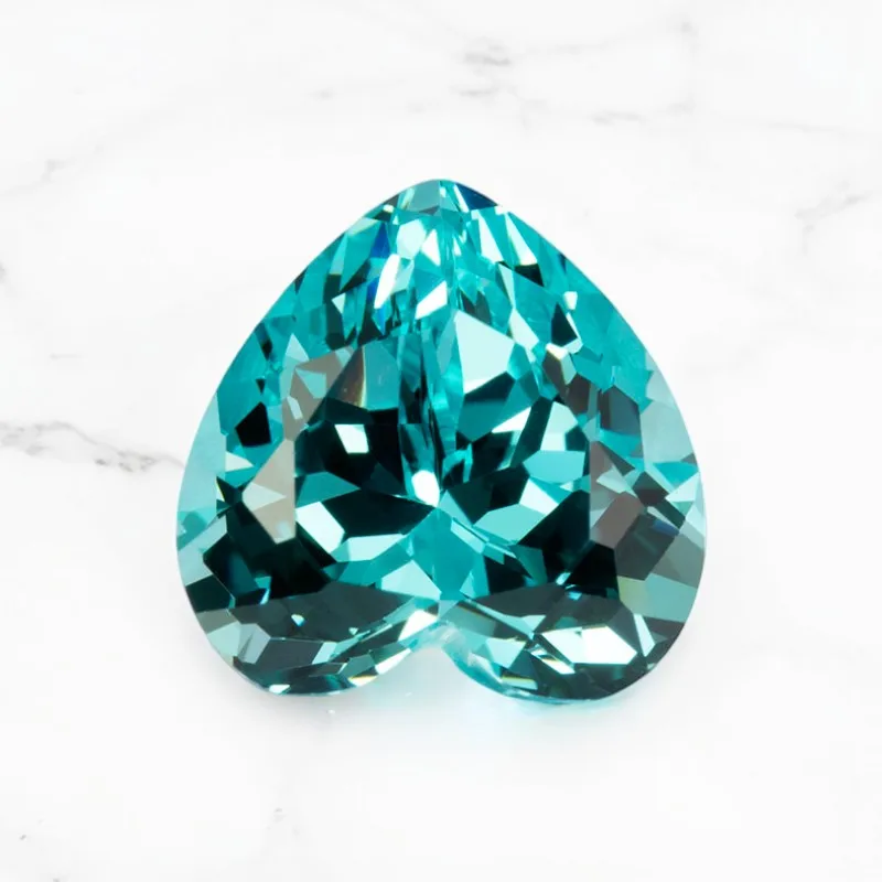 مختبر نمت Paraiba الأحجار الكريمة القلب قطع النيون الأزرق التورمالين الاصطناعية فضفاضة لإعداد المجوهرات وشهادة قابلة للاختيار مخصصة