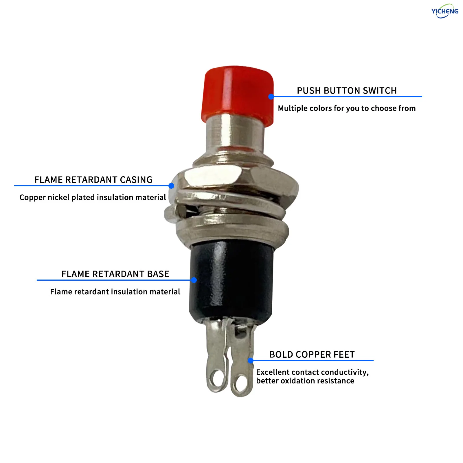 12 قطعة زر بدون مفتاح قفل 7 مم مصغر، NC - اضغط للإغلاق/NO - اضغط للفتح، كابل ملحوم 150 مم، اختر، طول قابل للتخصيص.