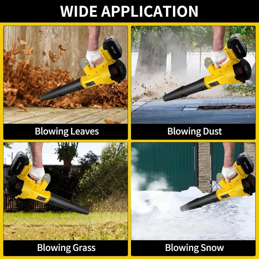 منفاخ أوراق شجر كهربائي لاسلكي مع 6 مستويات سرعة 580CFM 160MPH عالي الأداء 4.3 رطل تصميم خفيف الوزن يتضمن 2 × 4.0 أمبير في الساعة