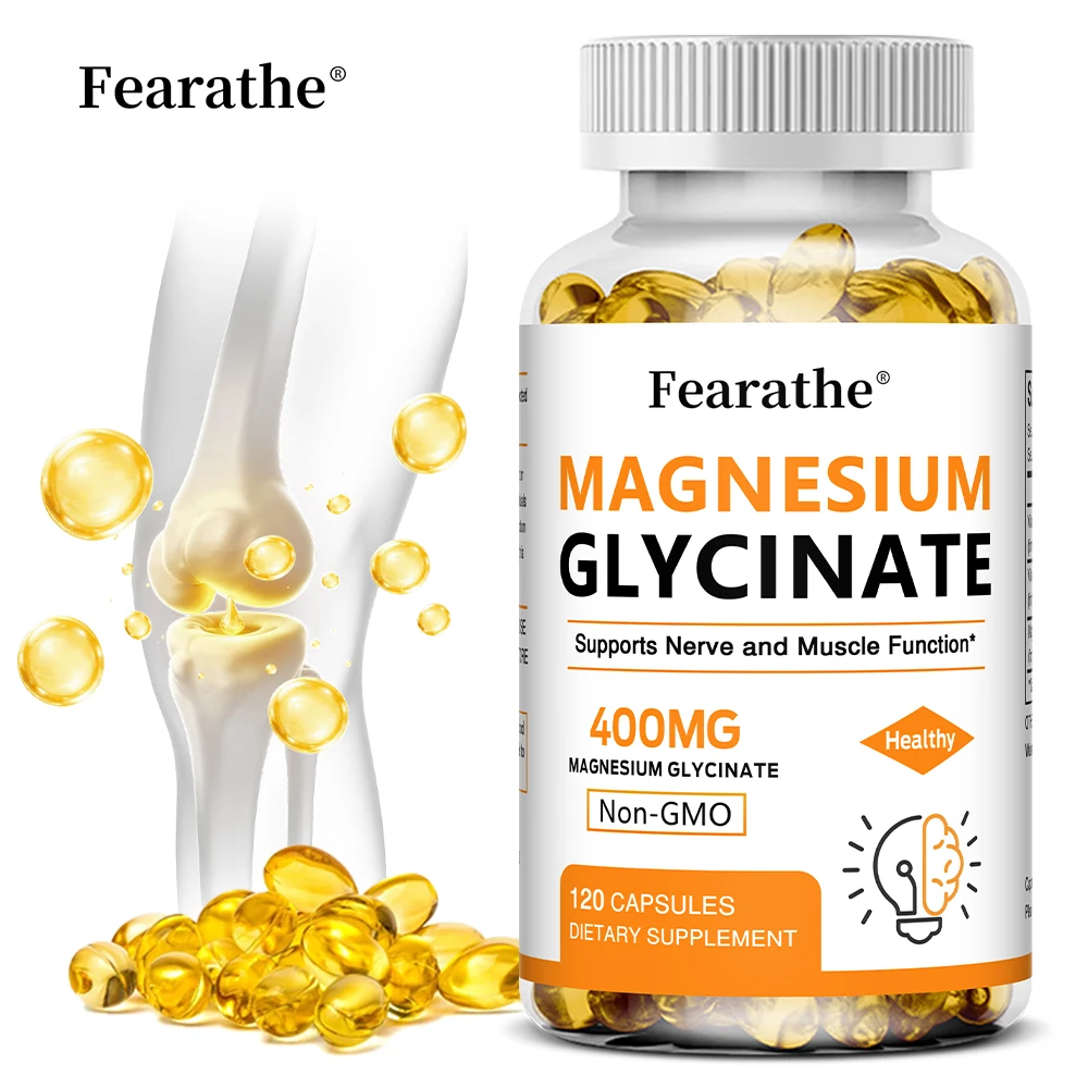 

Magnesium Glycinate Supplement 400 mg, Highly Absorbed, Supports Sleep, Nervous System, and Muscle Health, 120 Capsules