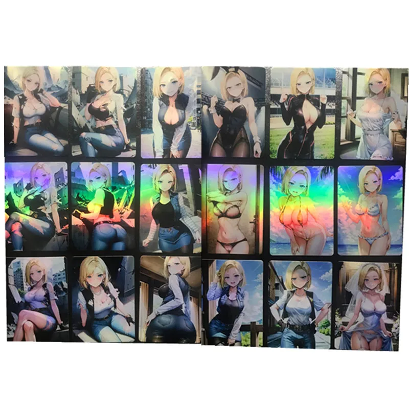 18Pcs/set Anime Dragon Ball Z Android No. 18 Swimsuit Bunny Girl Cosplay ACG Sexy Nude Card Game Toy Gift Collection Card