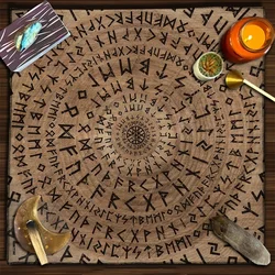 Magic Runes Tarot Tablecloth Altar Cloth Tarot Tapestry Wall Hanging Witchy Decor Spiritual Oracle Card Pad Board Game Mat