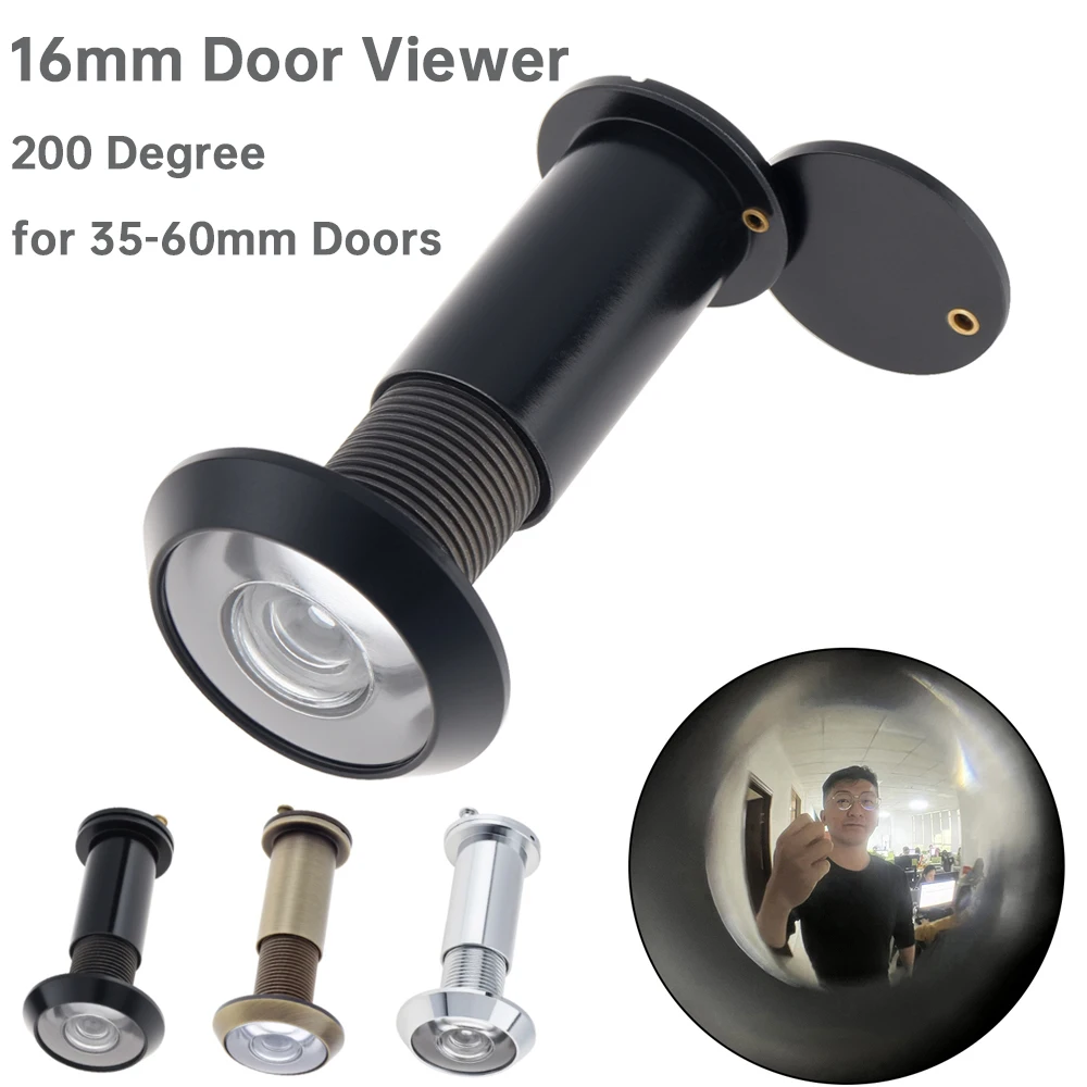 16mm Solid Brass 200 Degree Door Viewer Peephole HD Optical Glass Lens Security Peek Peep Holes Tools for 35-60mm Door Thickness